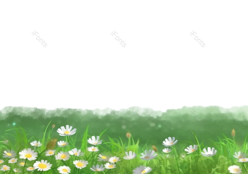 卡通图片,雏菊元素,小雏菊PNG,草坪免抠素材